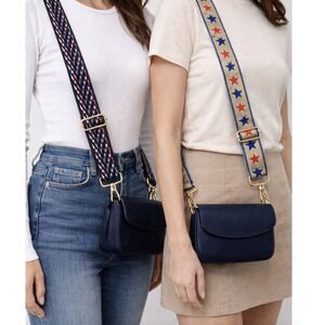 Red/Blue Patriotic Expandable Replacement Purse Crossbody Strap Bundle w/Gold HW